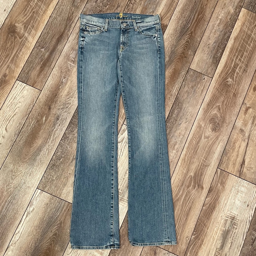 7 For All Mankind Bootcut Jeans, medium wash with sequin design on back pockets